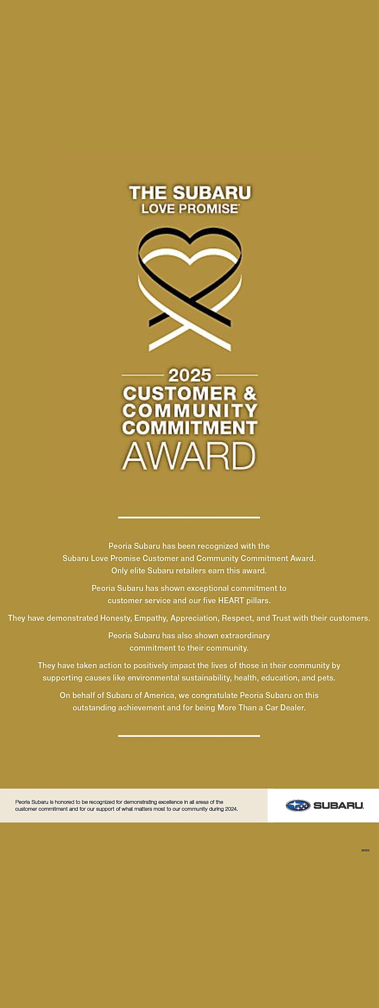 2025 Subaru Love Promise Customer and Community Commitment Award