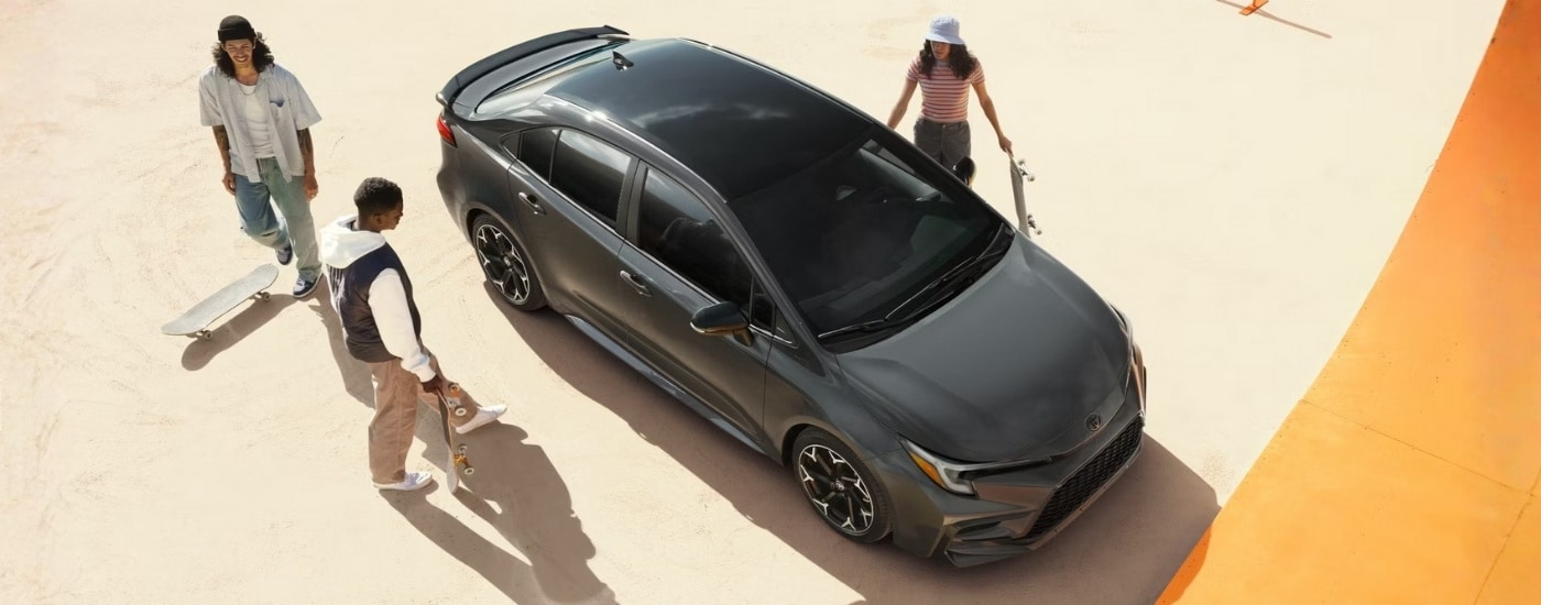 Grey 2025 Toyota Corolla FX at a skate park