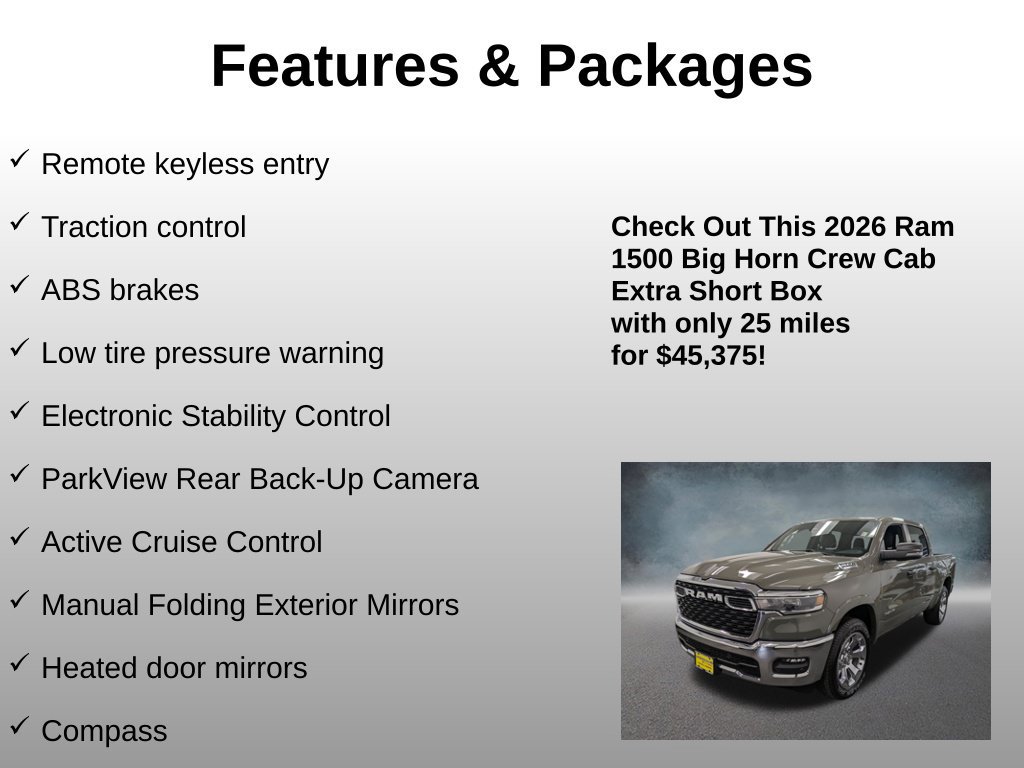 Used 2026 Ram 1500 Big Horn Crew Cab 4x4 57 Box Truck Crew Cab
