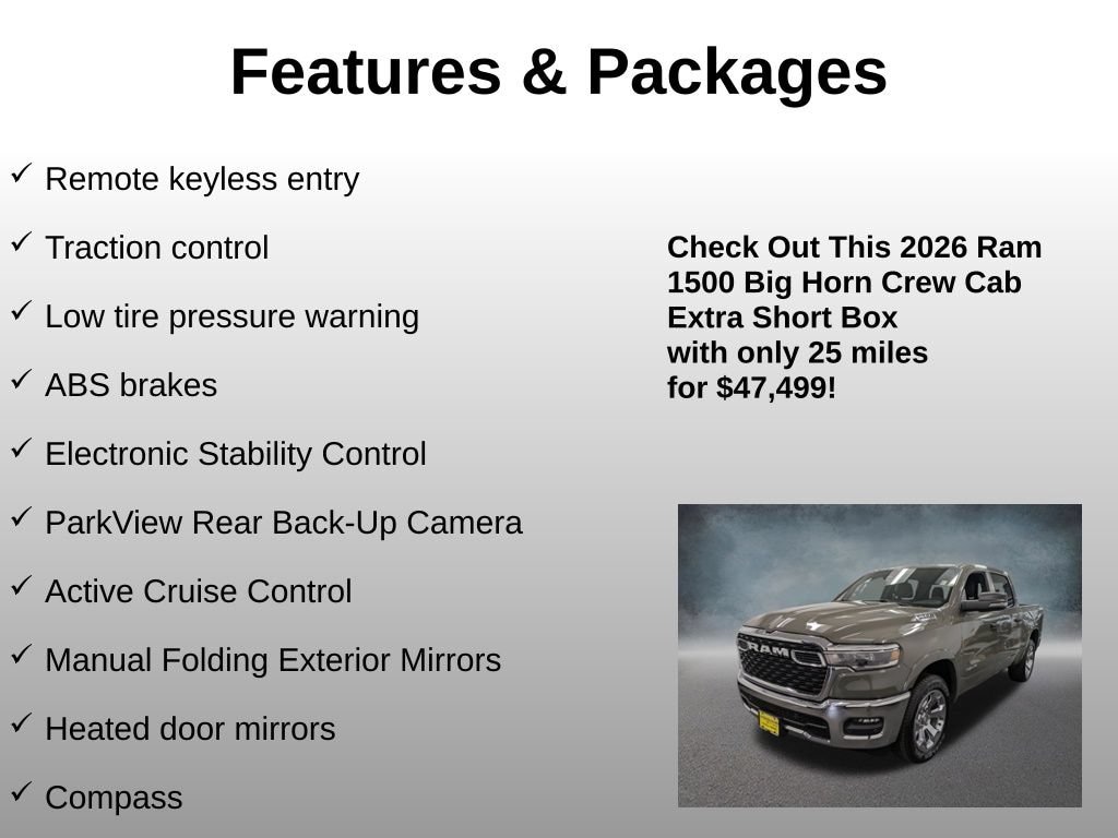Used 2026 Ram 1500 Big Horn Crew Cab 4x4 57 Box Truck Crew Cab