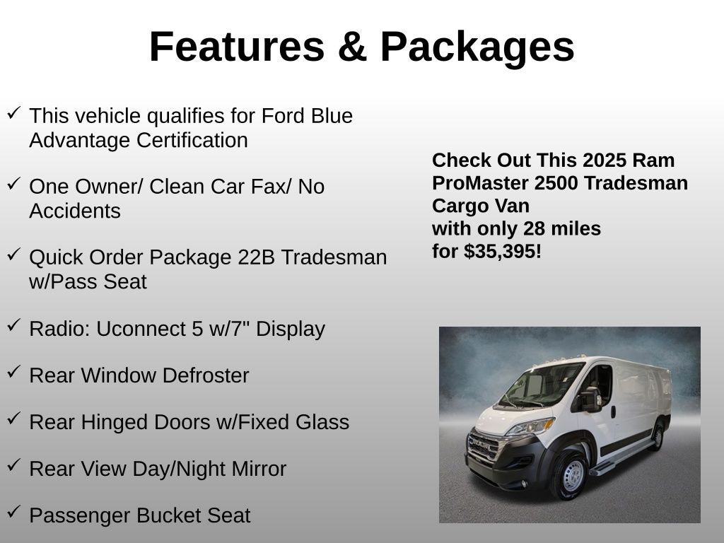 Used 2025 Ram ProMaster 2500 Base Van Cargo Van