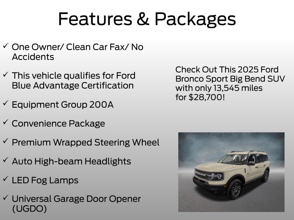 Certified 2025 Ford Bronco Sport Big Bend SUV