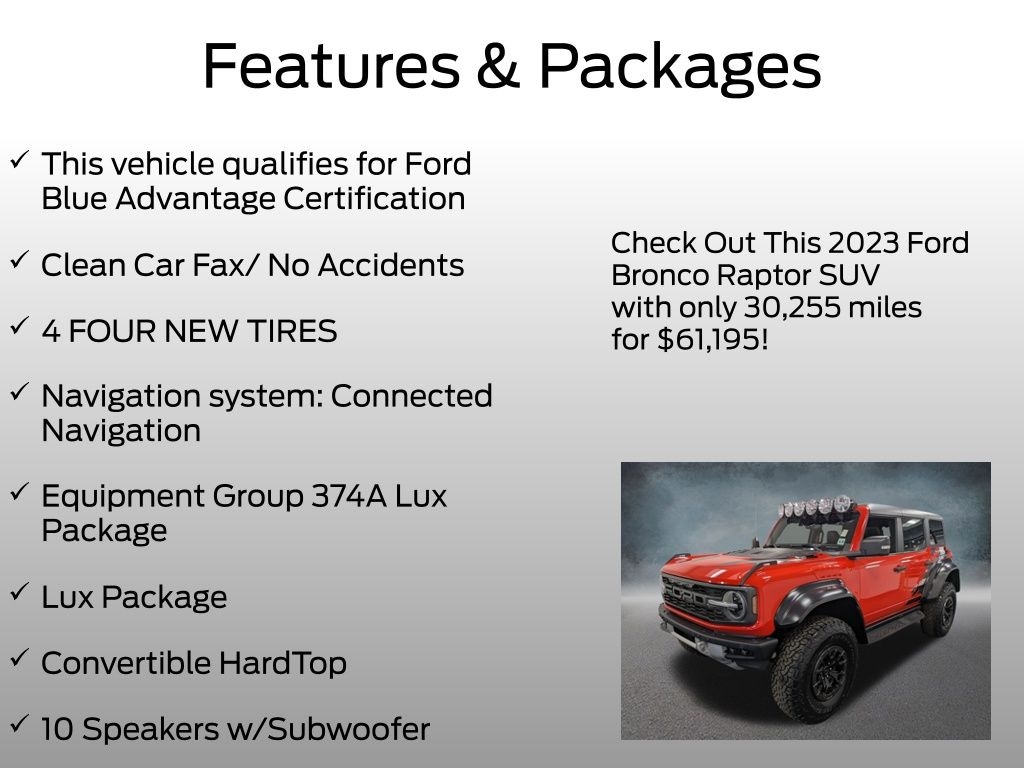Certified 2023 Ford Bronco Raptor SUV