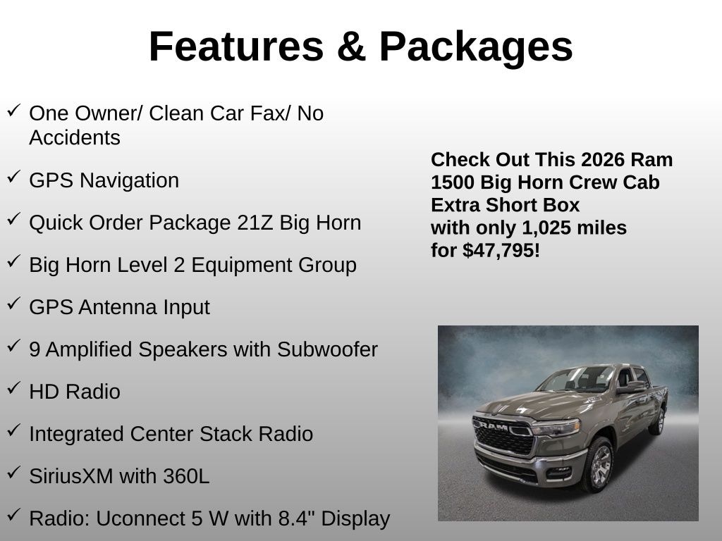 Used 2026 Ram 1500 Big Horn/Lone Star Truck Crew Cab