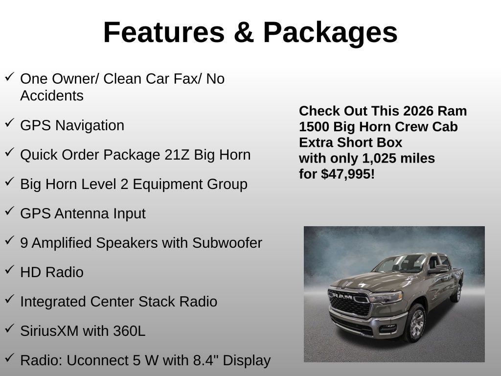 Used 2026 Ram 1500 Big Horn/Lone Star Truck Crew Cab