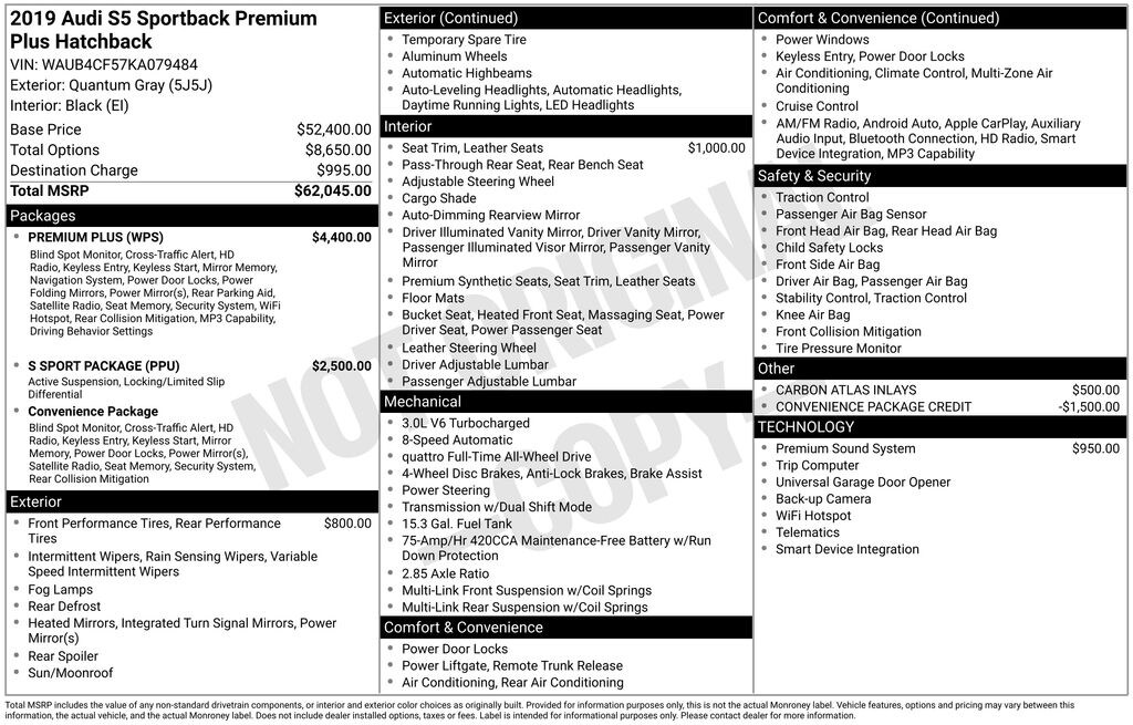 Certified 2019 Audi S5 3.0T Premium Sportback