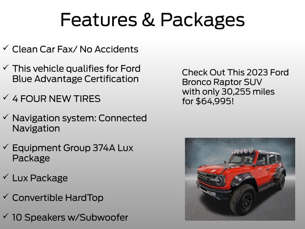 Certified 2023 Ford Bronco Raptor SUV
