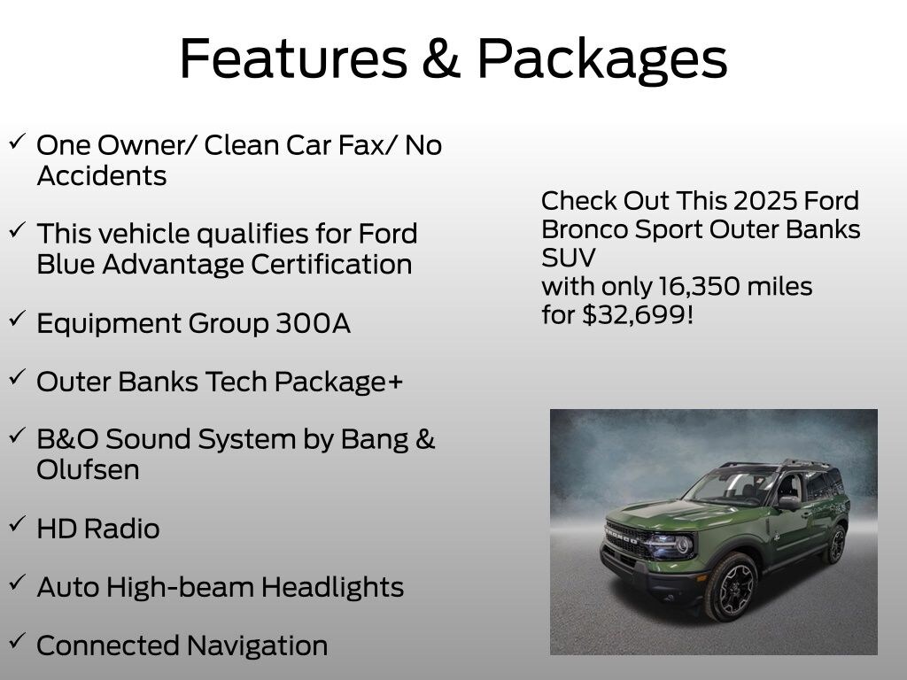 Certified 2025 Ford Bronco Sport Outer Banks SUV