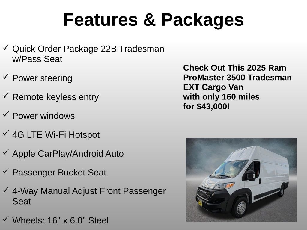 Used 2025 Ram Promaster 3500 Super High Roof Cargo Van