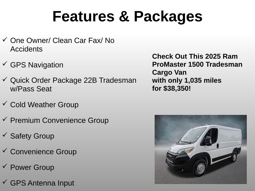 Used 2025 Ram Promaster 1500 Low Roof Cargo Van