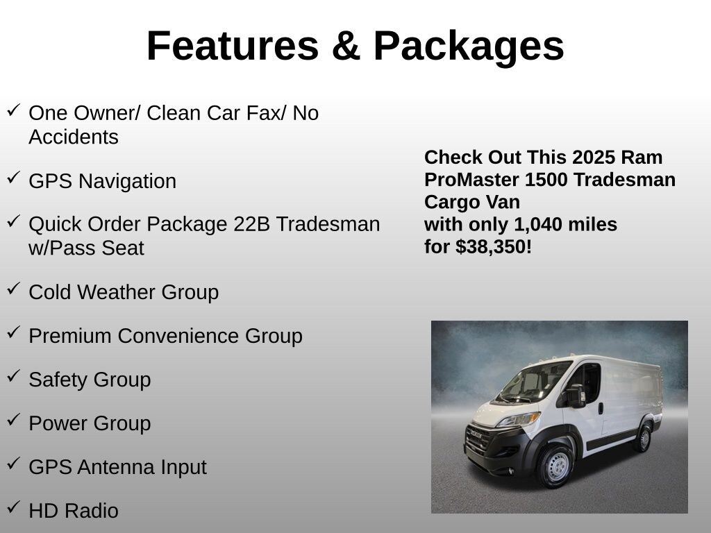 Used 2025 Ram Promaster 1500 Low Roof Cargo Van