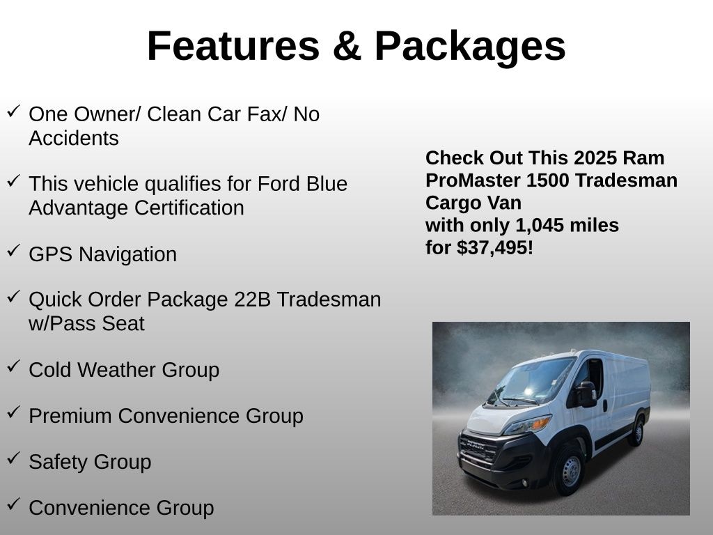 Used 2025 Ram Promaster 1500 Low Roof Cargo Van