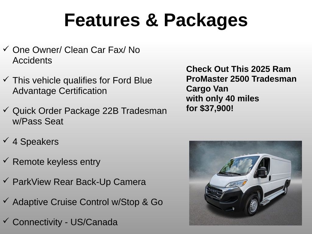 Used 2025 Ram Promaster 2500 Base Cargo Van
