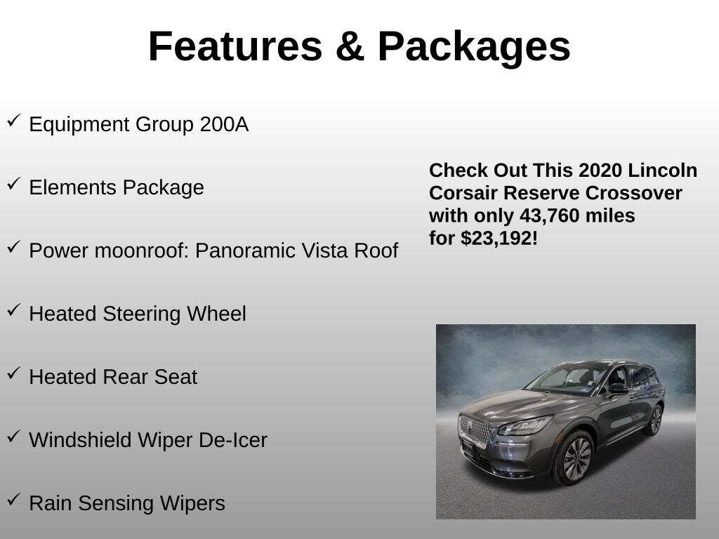 Certified 2020 Lincoln Corsair Reserve SUV