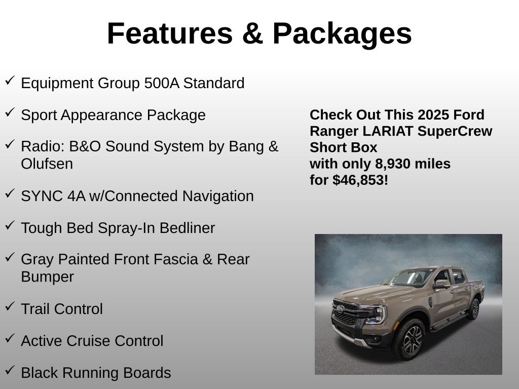 Certified 2025 Ford Ranger Lariat Truck