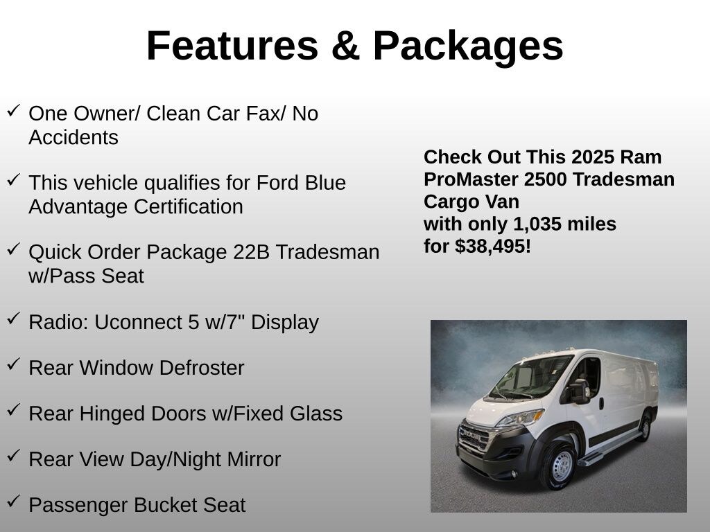Used 2025 Ram Promaster 2500 Base Cargo Van