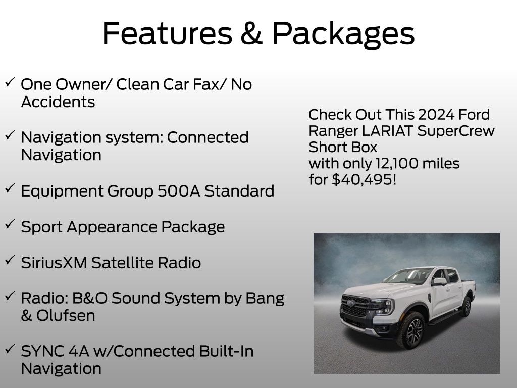 Certified 2024 Ford Ranger Lariat Truck