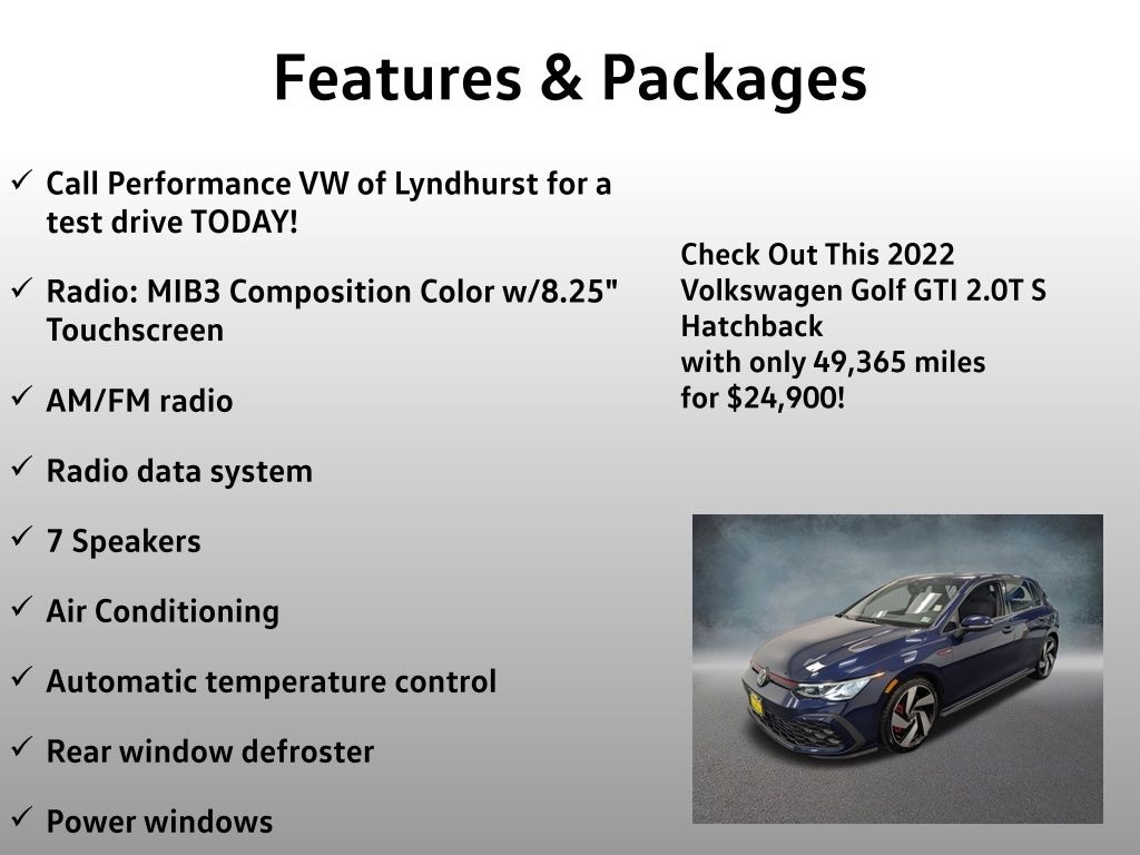 Used 2022 Volkswagen Golf GTI 2.0T S Hatchback