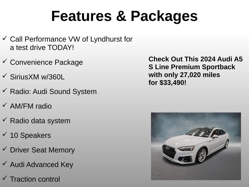 Used 2024 Audi A5 Sportback 45 S Line Premium Hatchback