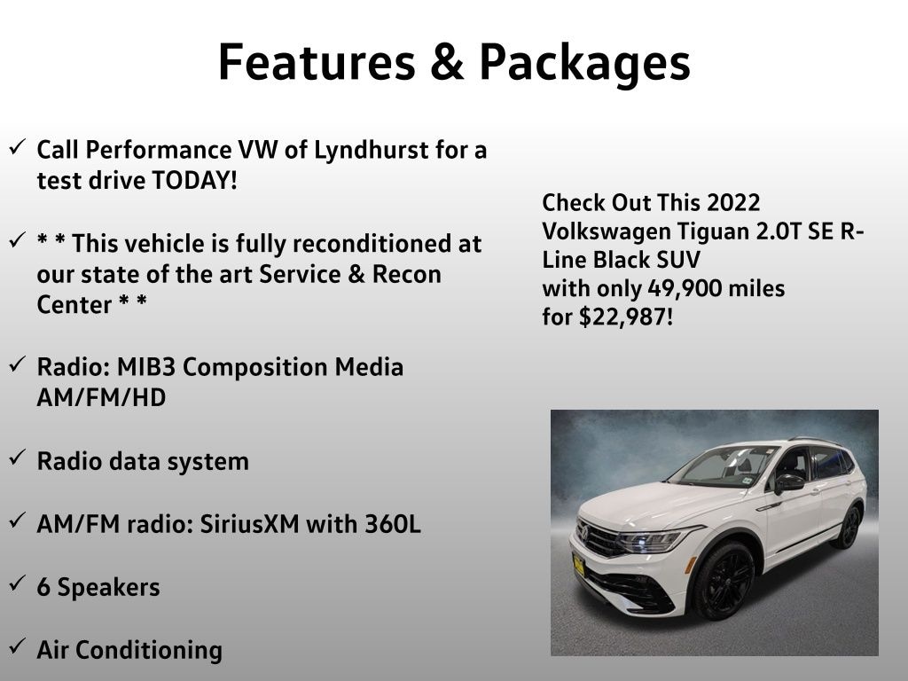 Used 2022 Volkswagen Tiguan 2.0T SE R-Line Black SUV