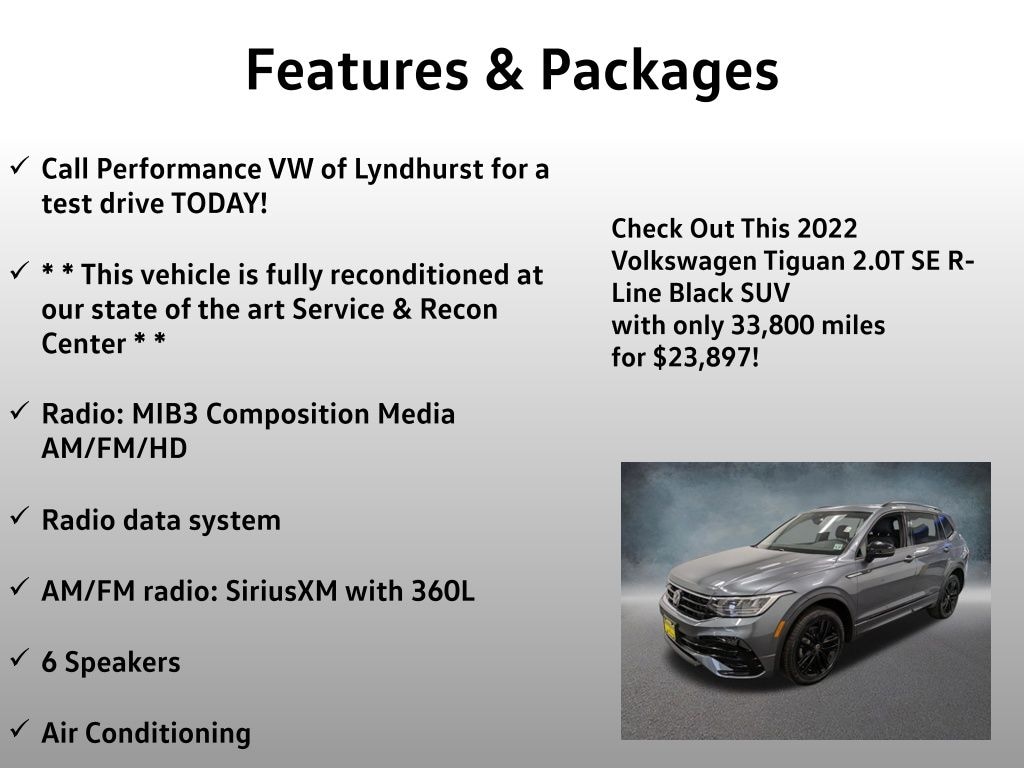 Used 2022 Volkswagen Tiguan 2.0T SE R-Line Black SUV