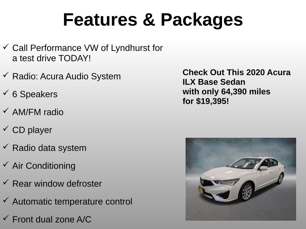 Used 2020 Acura ILX Base Sedan