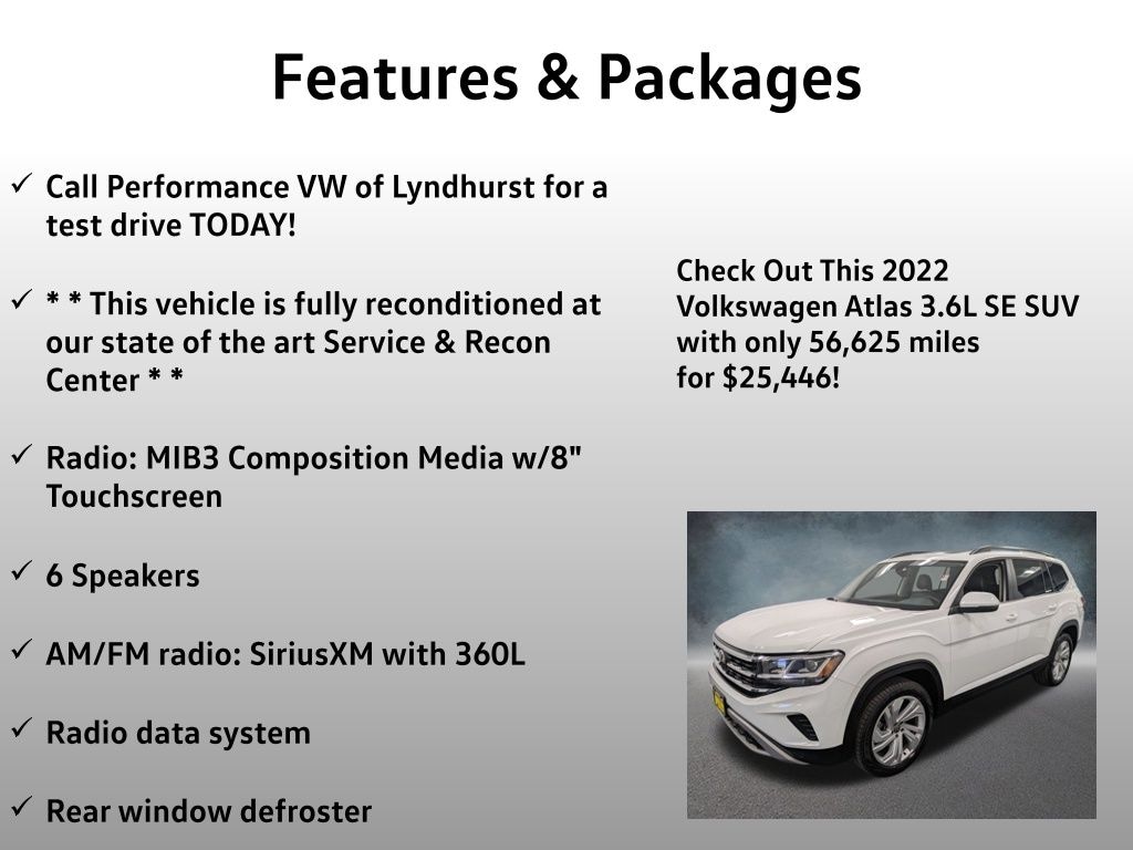 Used 2022 Volkswagen Atlas 3.6L V6 SE w/Technology SUV