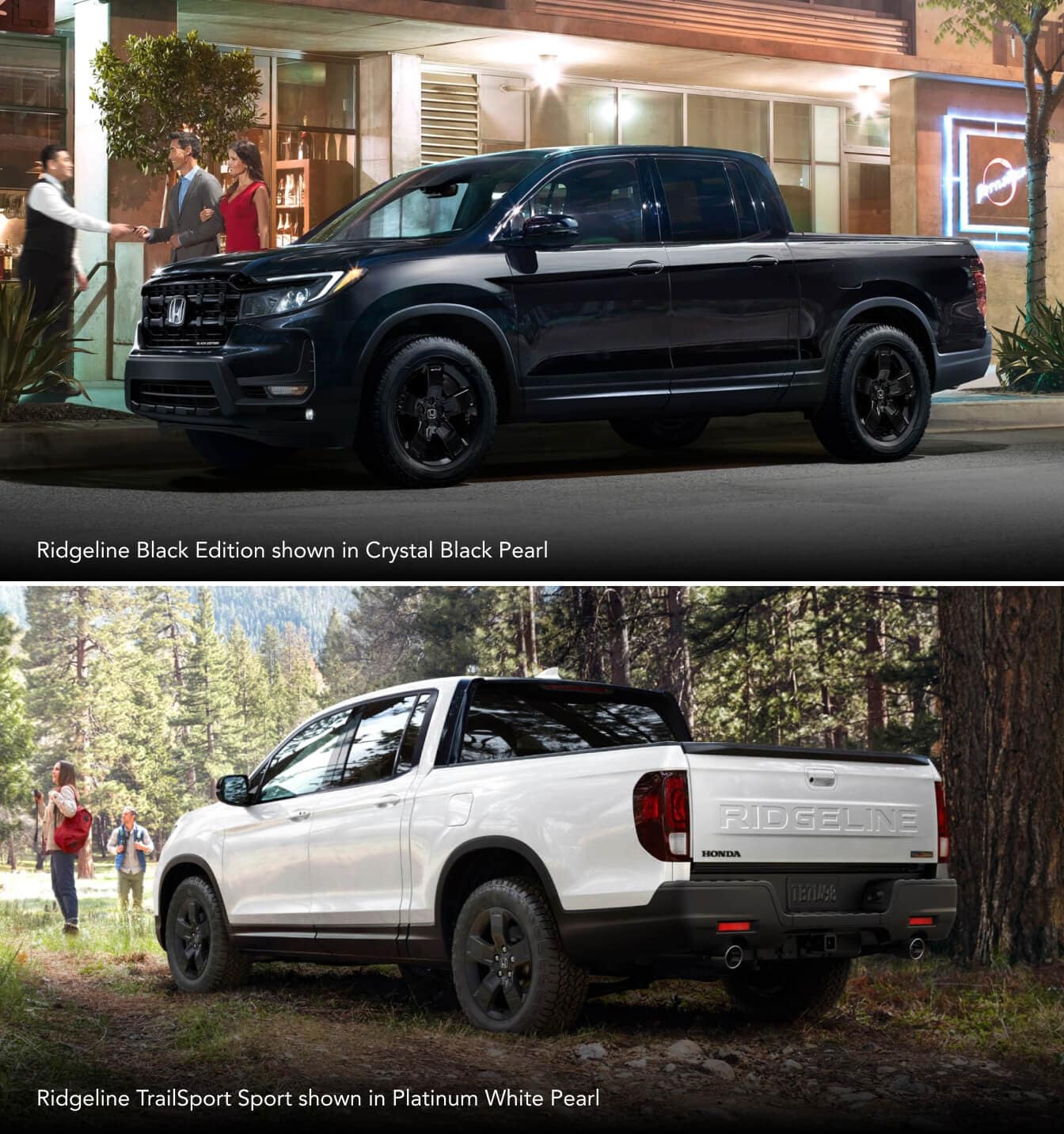 Ridgeline TrailSport Sport shown in Platinum White Pearl parked in nature