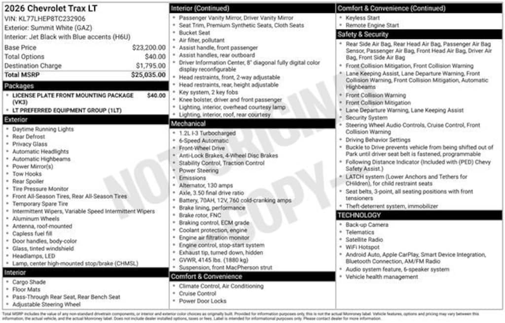 New 2026 Chevrolet Trax LT SUV