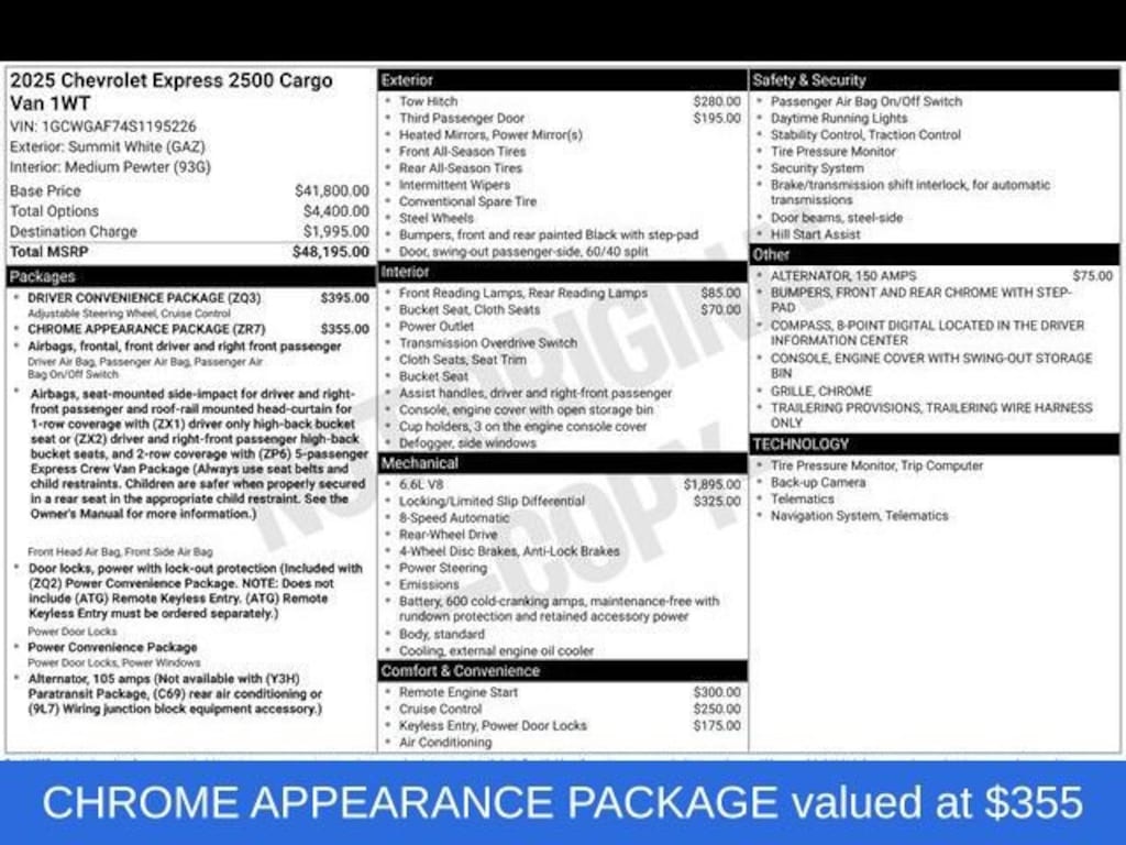 New 2025 Chevrolet Express Cargo 2500 WT Van