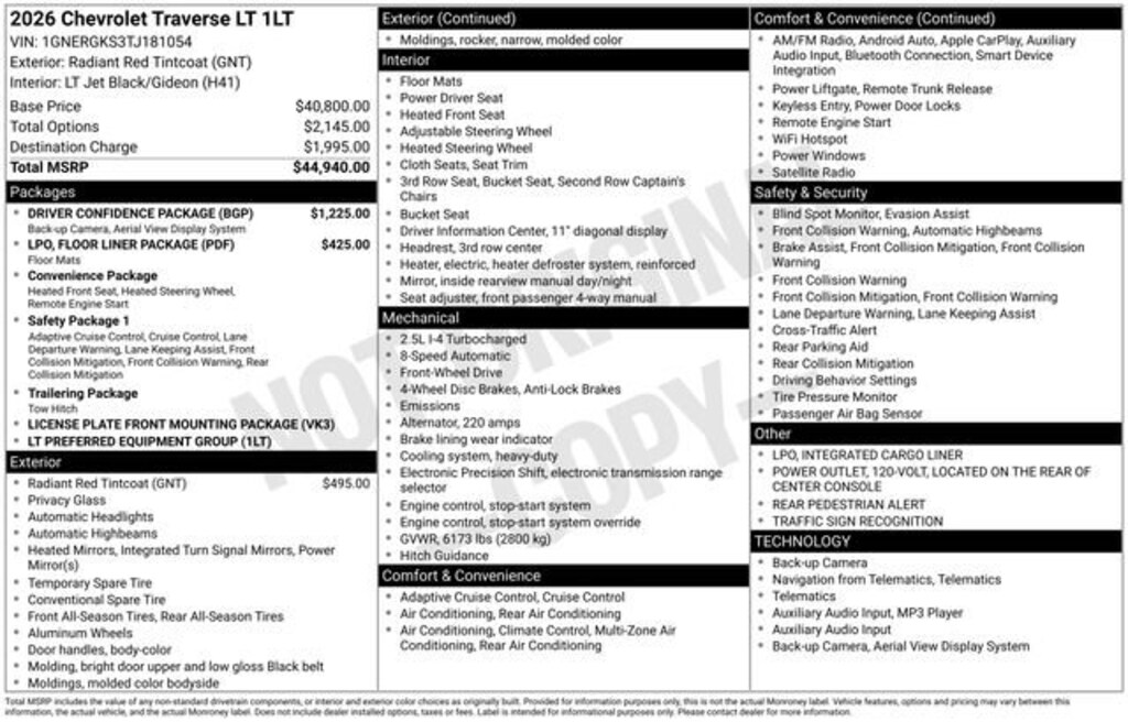 New 2026 Chevrolet Traverse LT SUV