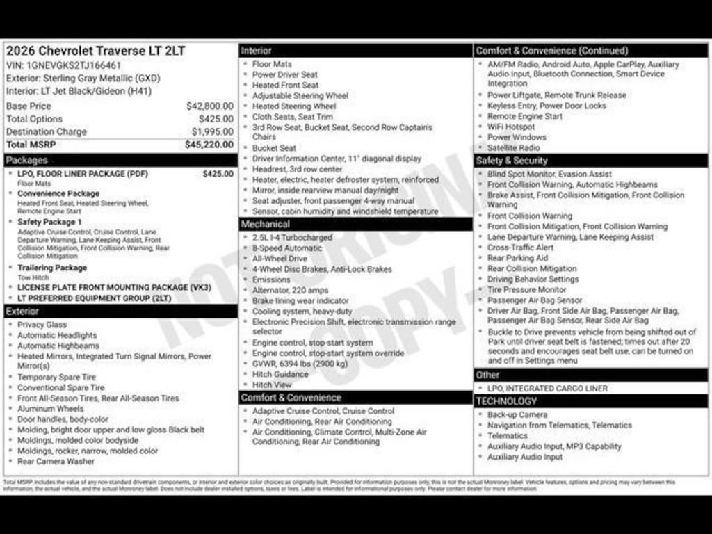 New 2026 Chevrolet Traverse LT SUV