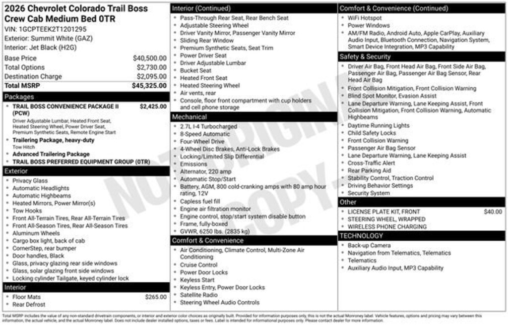 New 2026 Chevrolet Colorado Trail Boss Truck