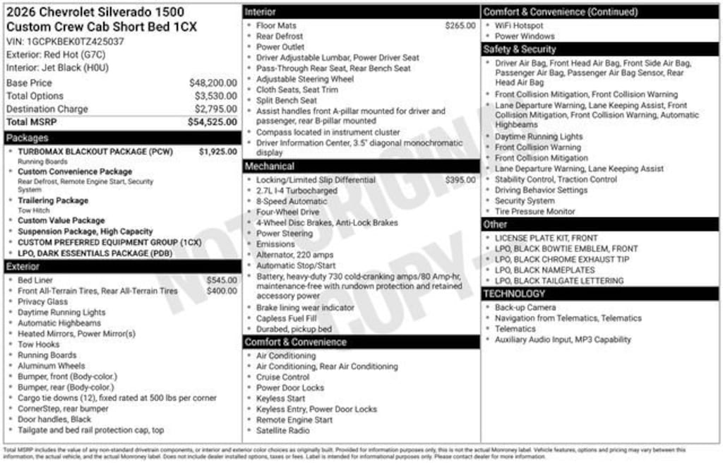 New 2026 Chevrolet Silverado 1500 Custom Truck