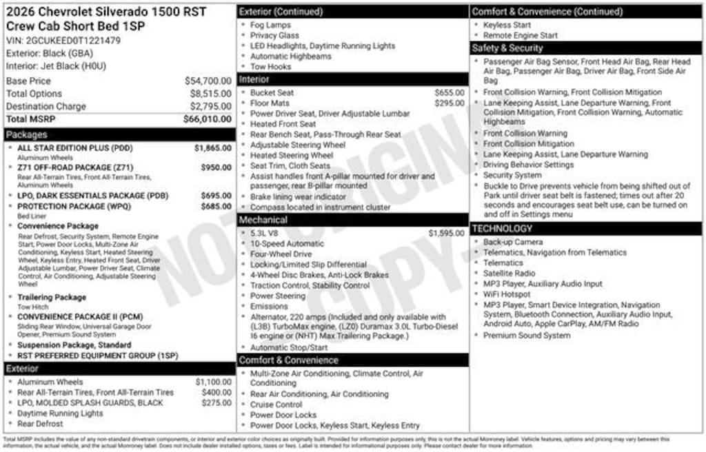 New 2026 Chevrolet Silverado 1500 RST Truck