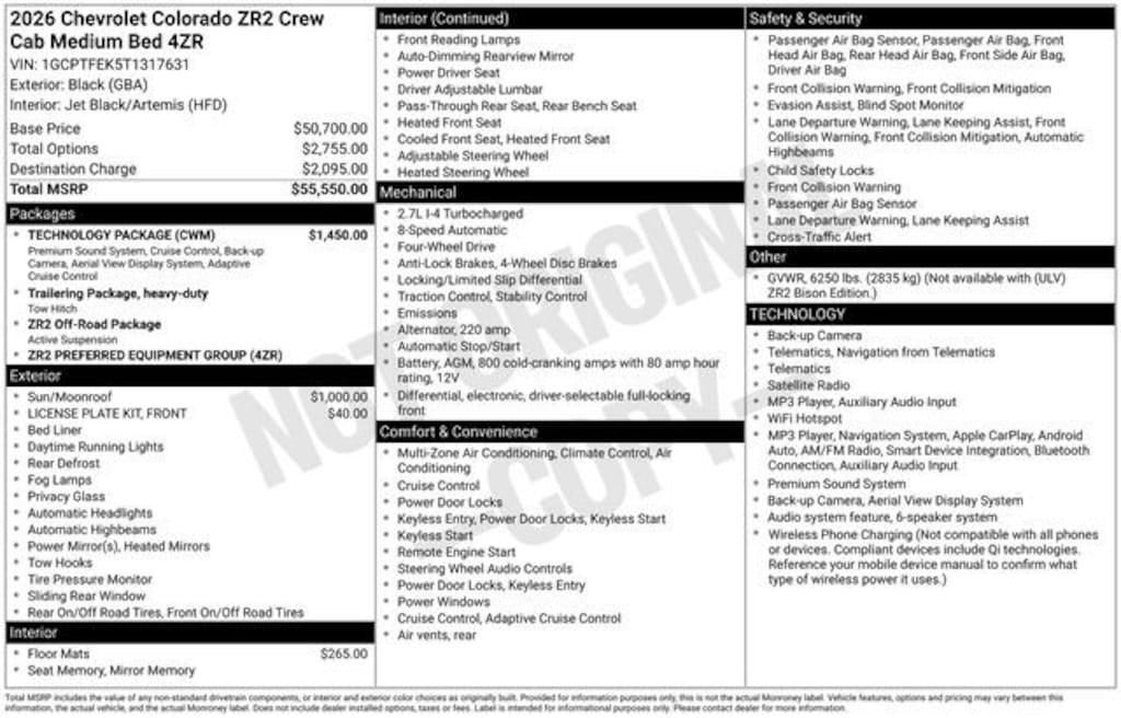 New 2026 Chevrolet Colorado ZR2 Truck