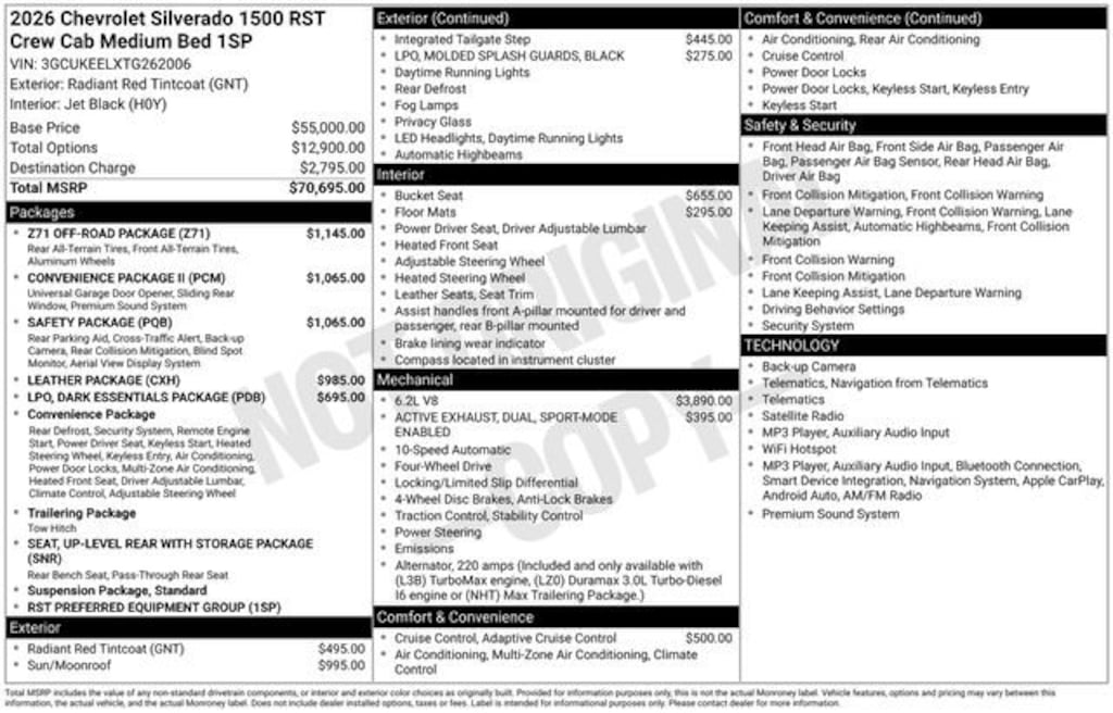 New 2026 Chevrolet Silverado 1500 RST Truck