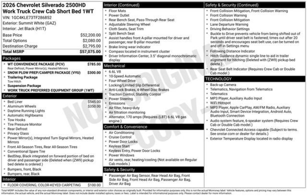 New 2026 Chevrolet Silverado 2500 HD WT Truck