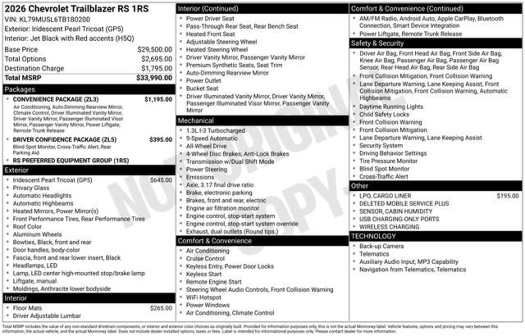 New 2026 Chevrolet Trailblazer RS SUV