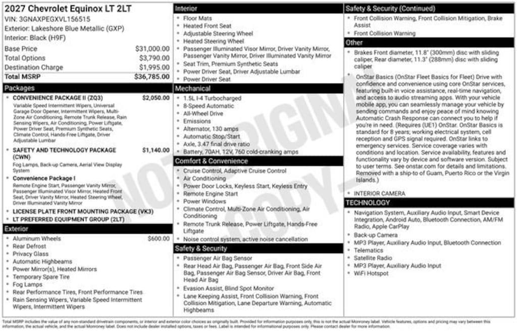 New 2027 Chevrolet Equinox LT SUV