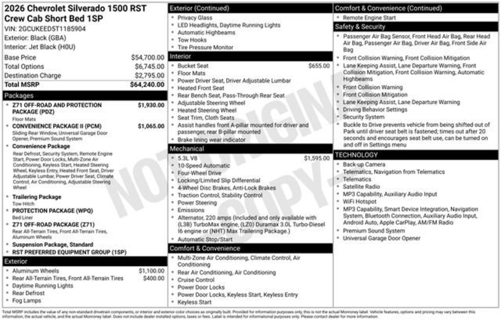 New 2026 Chevrolet Silverado 1500 RST Truck