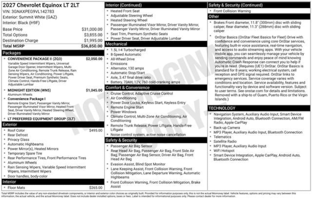 New 2027 Chevrolet Equinox LT SUV