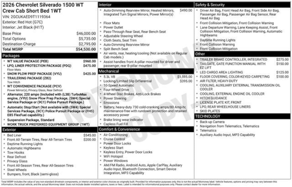 New 2026 Chevrolet Silverado 1500 WT Truck