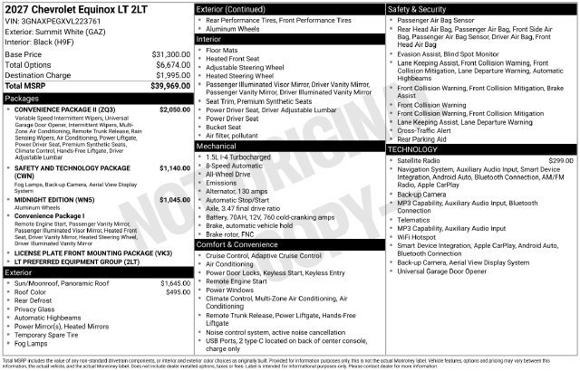 New 2027 Chevrolet Equinox LT SUV