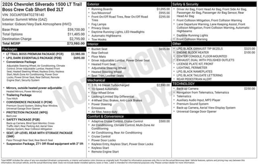 New 2026 Chevrolet Silverado 1500 LT Trail Boss Truck