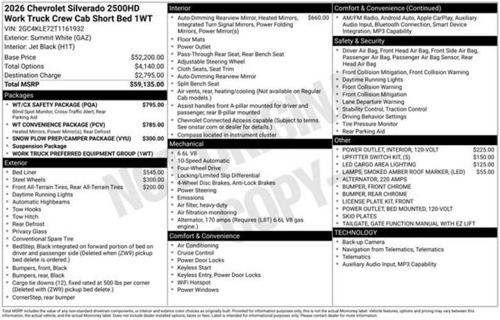 New 2026 Chevrolet Silverado 2500 HD WT Truck