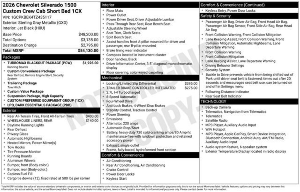 New 2026 Chevrolet Silverado 1500 Custom Truck