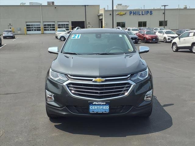 Certified 2021 Chevrolet Equinox Premier with VIN 2GNAXNEV2M6106214 for sale in Frankfort, IL