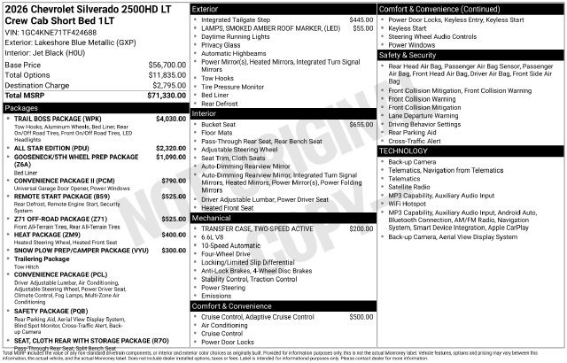 New 2026 Chevrolet Silverado 2500 HD LT Truck