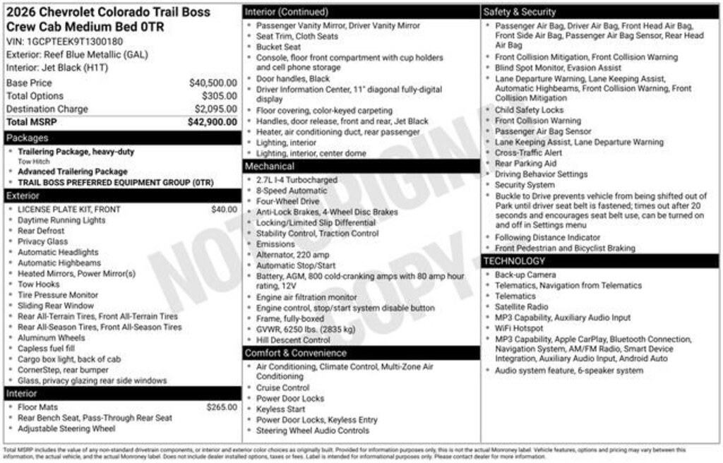 New 2026 Chevrolet Colorado Trail Boss Truck